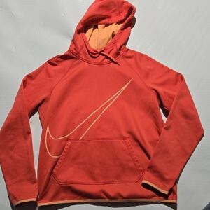 Nike Red-Orange Hoodie with Pale Orange Swoosh